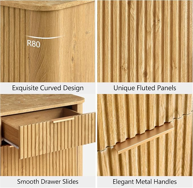 win2win Fluted Sideboard Buffet Cabinet - Image 4