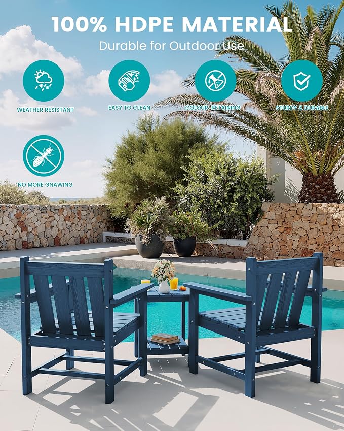 SEWRWALL Patio Furniture Set, HDPE Material All Weather Use Adirondack Chair Set - Image 7