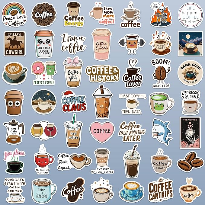 102pcs Coffee Stickers, Cute Coffee Cup Stickers - Image 2