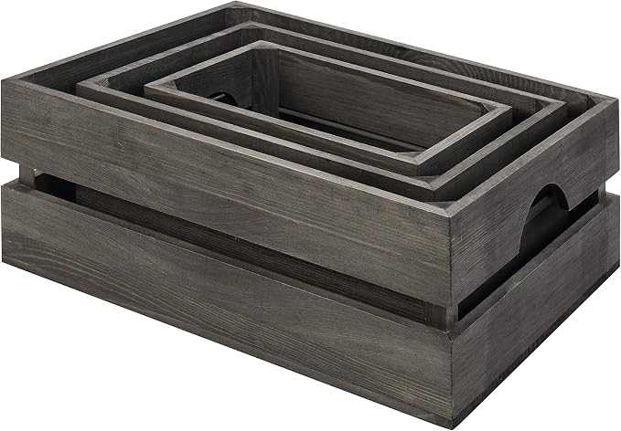 MyGift Rustic Gray Solid Wood Storage Organizer Box - Image 5