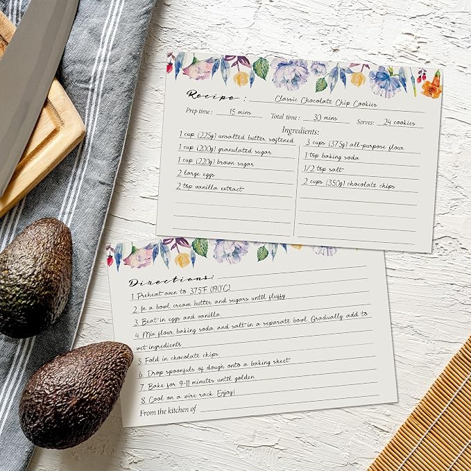 4x6 Recipe Cards, 50 Pack, 300gsm Thick Double-Sided Wildflower Design - Image 5