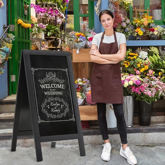 DAHAPYBOO Sandwich Board 48"x24" Solid Pine Wood Rustic Black, Chalk Board Sign - Image 5