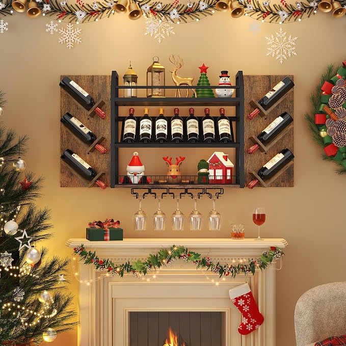 Hoctieon 48.6in Wall Mounted Wine Rack, 3 Tier Hanging Wine Racks - Image 6