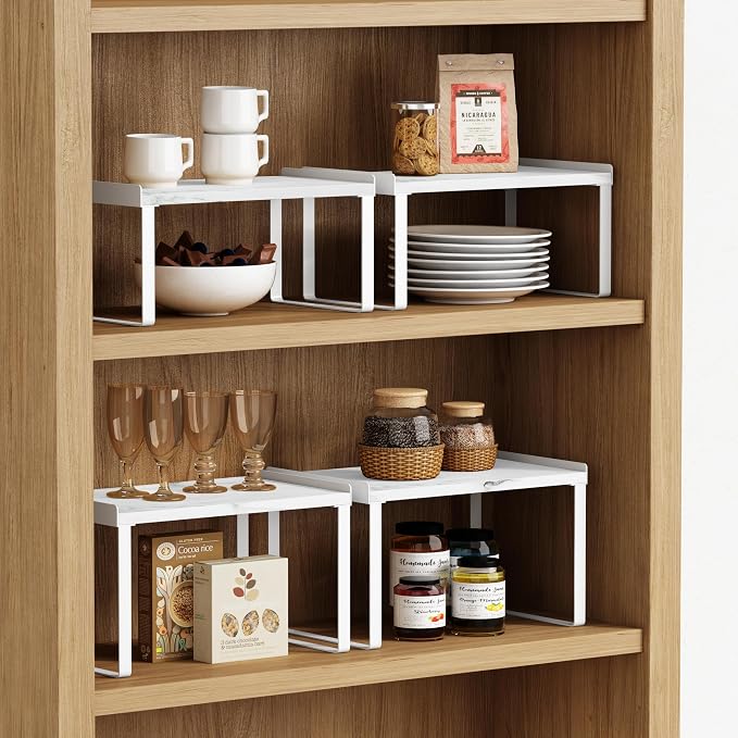 Goozii Counter Shelf Organizer Set of 4, Pantry Shelf Risers - Image 4