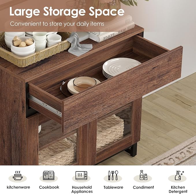 WAMPAT Sideboard Buffet Cabinets, Modern Credenza Sideboard - Image 5