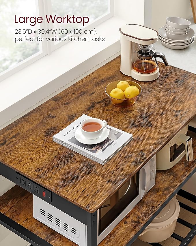VASAGLE Kitchen Island with 3 Shelves, 39.4 Inches Width Kitchen Shelf with - Image 6