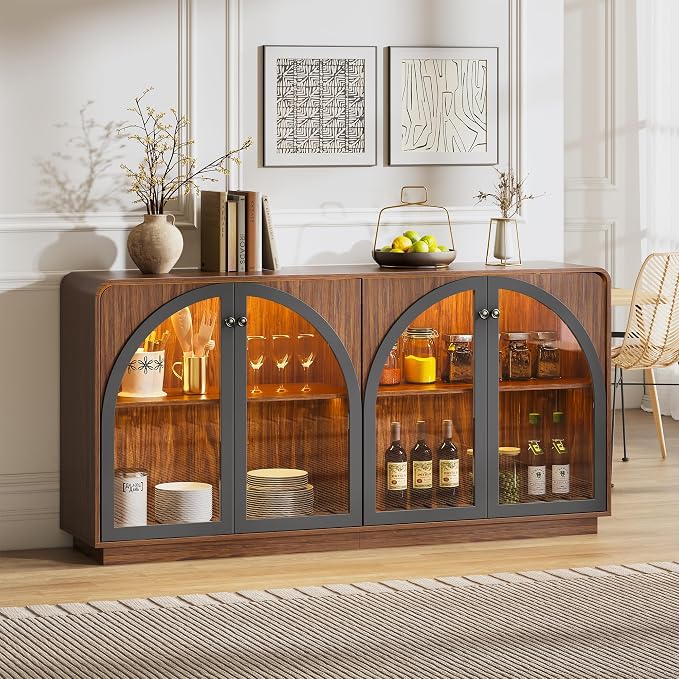 Sideboard Buffet Cabinet with Storage, Modern Coffee Bar Liquor Cabinet w/2 by beronbaer