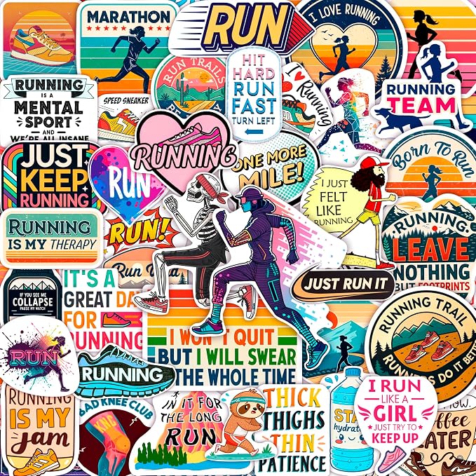 100Pcs Running Stickers for Water Bottles, Run Stickers, Runner Decals by BulbaCraft