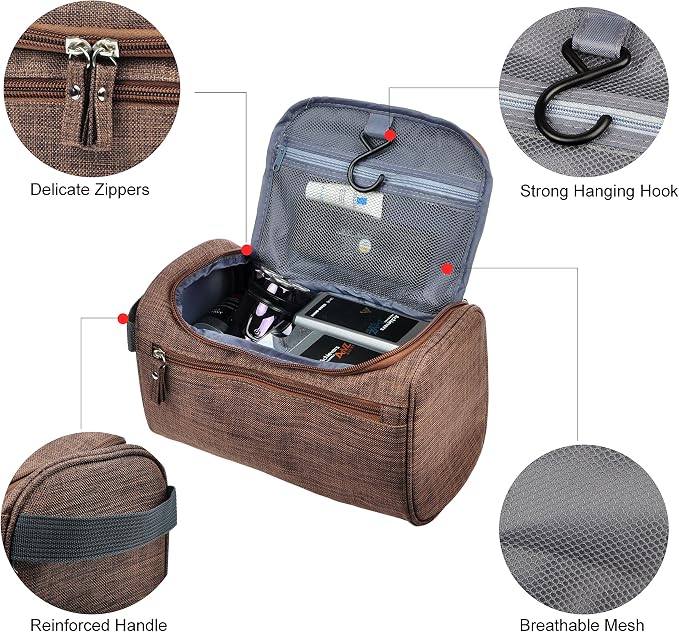 Vercord Mens Toiletry Bag Wash Travel Small Shaving Dop Kit Shower Bathroom - Image 4