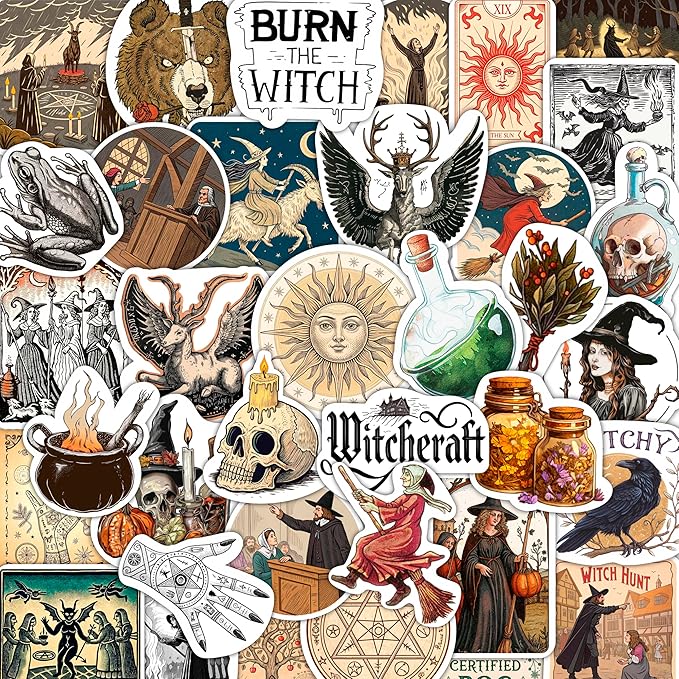 100Pcs Medieval Witch Stickers, Witchy Decals by BulbaCraft