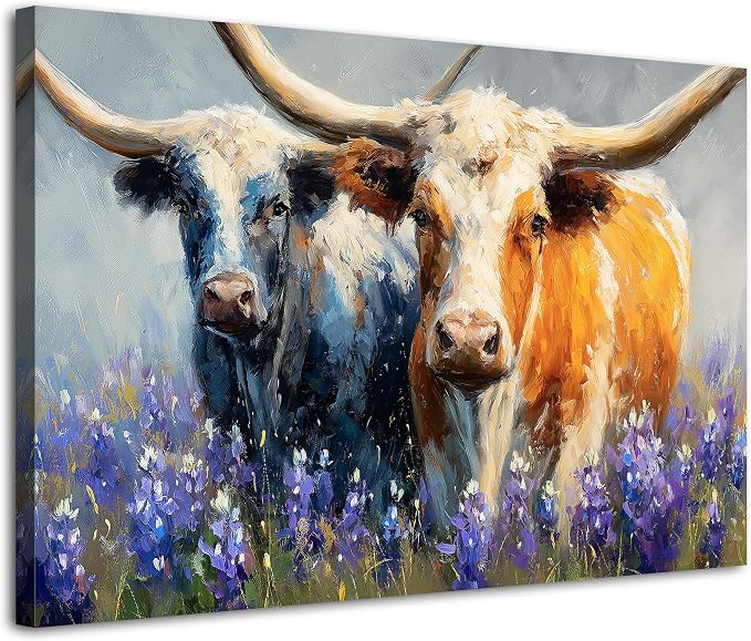 Abstract Highland Cow Canvas Wall Art by Unknown